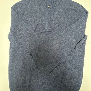 Banana Republic Men's Heathered Blue Zip-Up Sweater